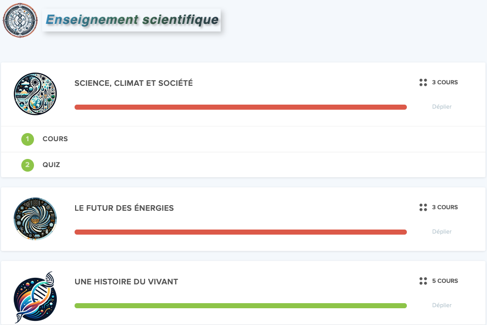 Capture d'écran sur Maxdecours pour l'enseignement scientifique de terminale