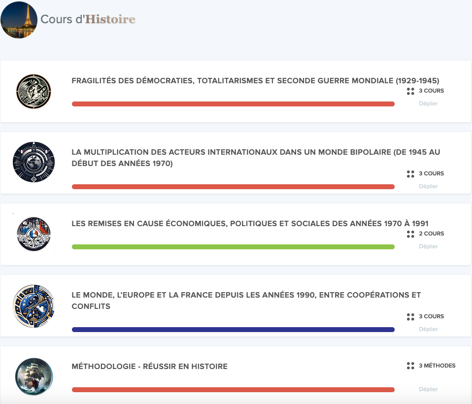 Capture d'écran sur Maxdecours pour l'histoire de première