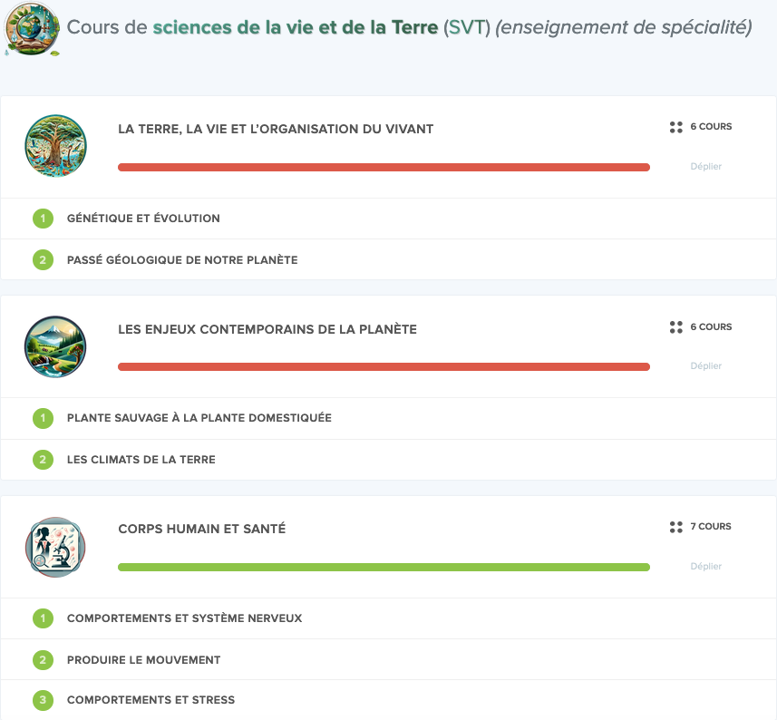 Capture d'écran sur Maxdecours pour la SVT en classe de terminale