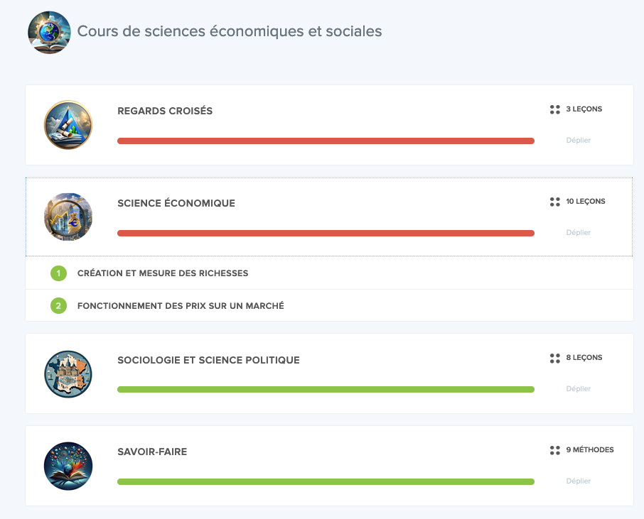 Capture d'écran sur Maxdecours pour la SES de seconde