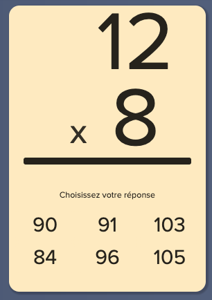 Capture d'écran sur Maxdecours pour le module d'entraînement au calcul mental